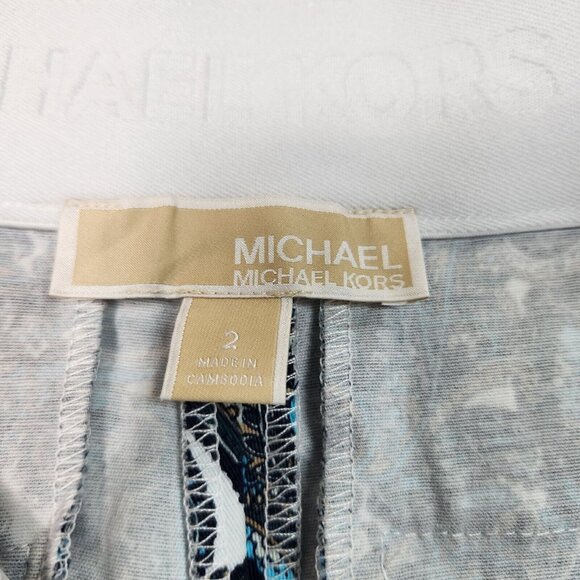 Michael Kors Women Size 2  Flat Front Straight Leg Stretch Capri Pants Blue--19 - Picture 9 of 11